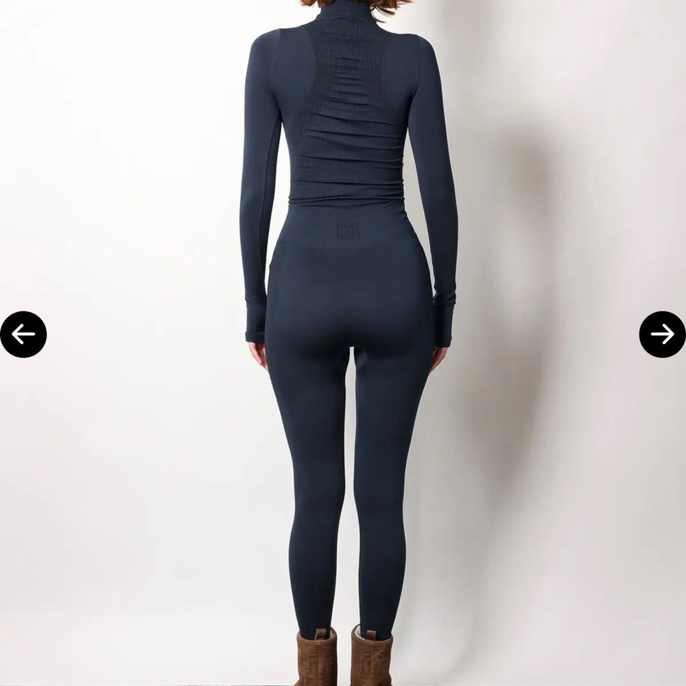 NWT AUTHENTIC Fendi Technical Navy High-Waist Textured LOGO Seamless Leggings - Picture 3 of 6